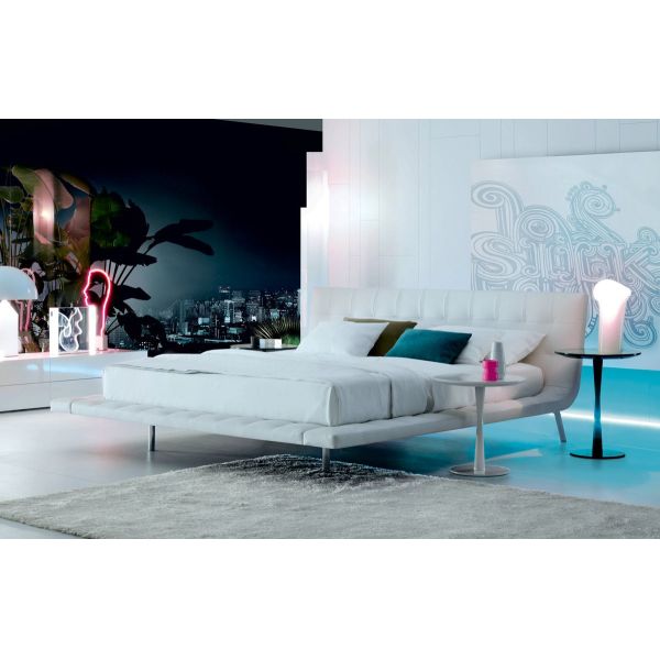 Poliform Onda Modern Upholstered Bed Metal Sofa Hotel Type Stainless Steel