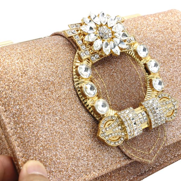 Inlaid Diamond Artificial Leather Handbags , Women Evening Clutch 19×12×5cm