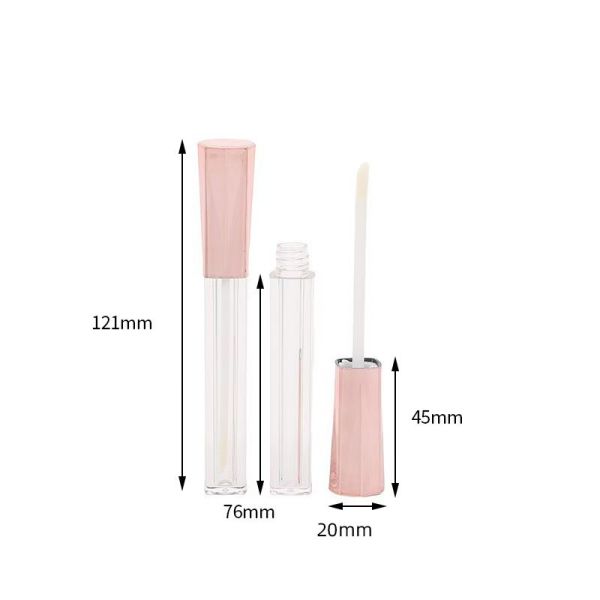 Cubierta de aluminio de metal de diamante octogonal, tubo de plástico con esmalte labial