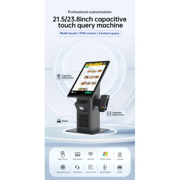 23.8 Inch Restaurant Self Service Kiosk with NFC POS Terminal LCD Android Touch Screen for Payment Self-Ordering Terminal