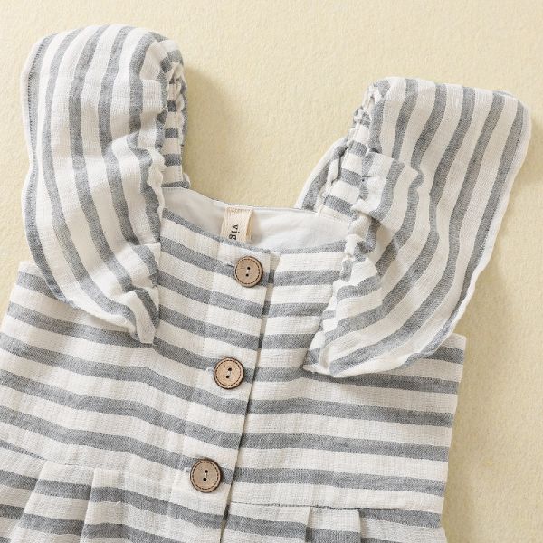Summer newborn baby toddler girls clothing rompers pants sleeveless ruffle Stripe knitted kids Jumpsuit bodysuit