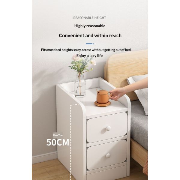 Modern Apartment Bedside Cabinet with 2 Drawers Multi-Functional Wooden Nightstand for Bedroom Storage