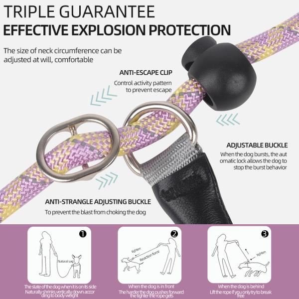 Pet Nylon Adjustable Leash No Hand-Tightening Dog Explosion-Proof Reflective Integrated Dog Leash