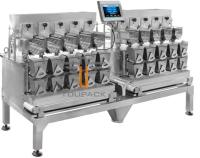 Pesador material pegajoso horizontal de acero inoxidable impermeable de Multihead de 8 cabezas de la velocidad para la comida aceitosa Dimple Plate