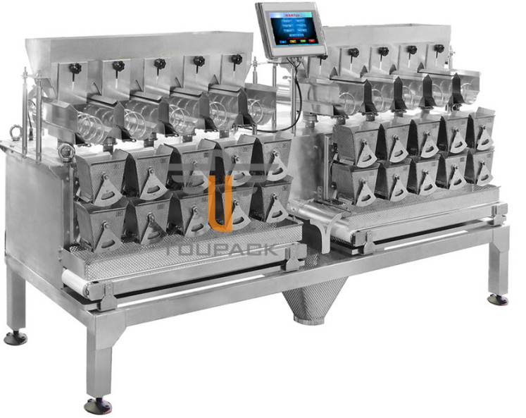 Weigher Multihead 8 голов водоустойчивой нержавеющей стали высокоскоростной горизонтальный липкий материальный для плиты димпла жирной пищи