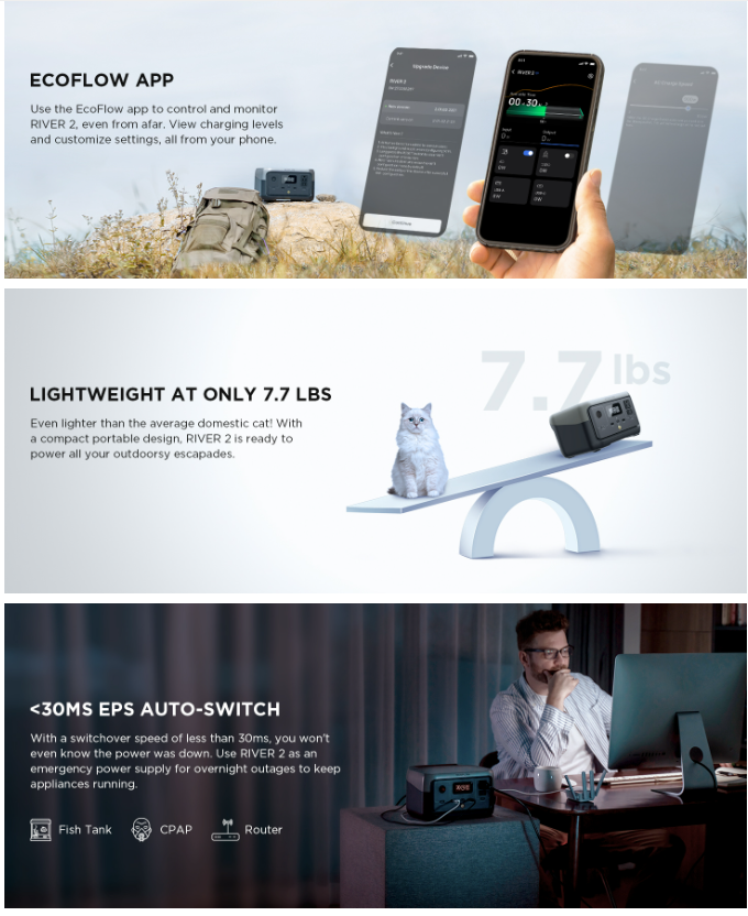 ECOFLOW 1024Wh LiFePO4 батарея портативная электростанция DELTA 2 быстрая зарядка AC 1800W для домашнего использования