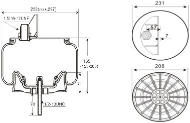 Rear Axle Air Suspension Rubber Air Spring OE Replacement Goodyear 1R11-222, Triangle 8538