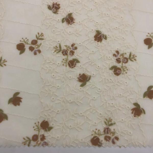 Printed Cotton Embroidery Fabric Textile Various Yarn Count Eco Friendly M04-LK011