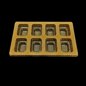 Gold 8-Cell PET Chocolate Tray Food Grade Packaging