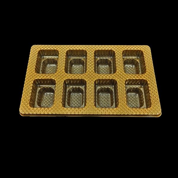Gold 8-Cell PET Chocolate Tray Food Grade Packaging