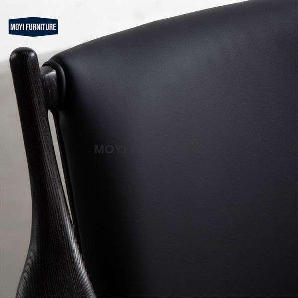 Home Furniture Modern Nordic Wabi Sabi Style Solid Wood Lounge Chair Soft Padded Leather Backrest Light Luxury Chaise Lounge