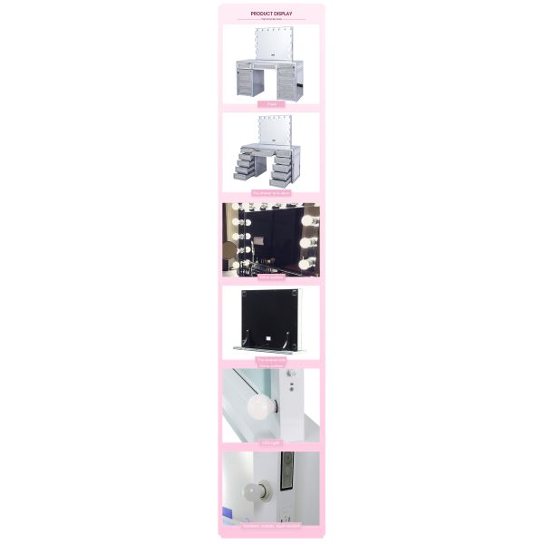 Wooden Compact Dressing Table Corner Vanity Set Assembled