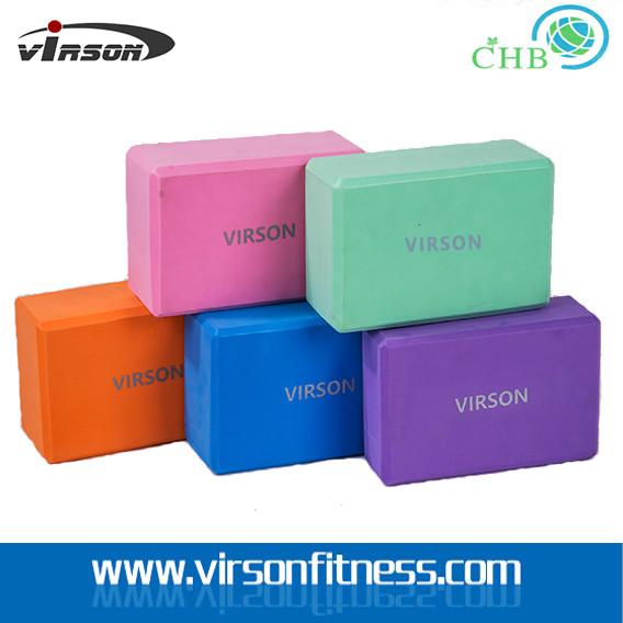Virson OEM Custom Logo Print Colourful High Density EVA Foam Yoga Block& Yoga Bricks