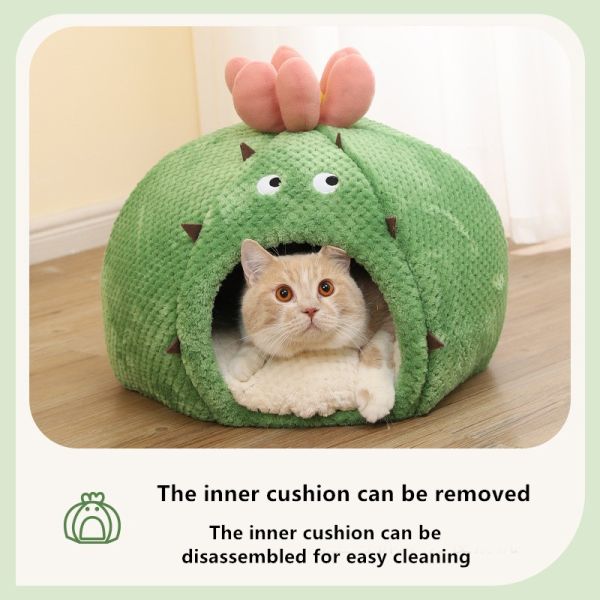 Cactus Cat Cactus Bed Warm Cat Bed Wholesale Semi Closed Cat House Winter Inner Cushion Supplies