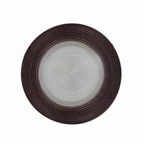Hot selling High Quality White Embossed Elegant Decoration Glass Charger Plate