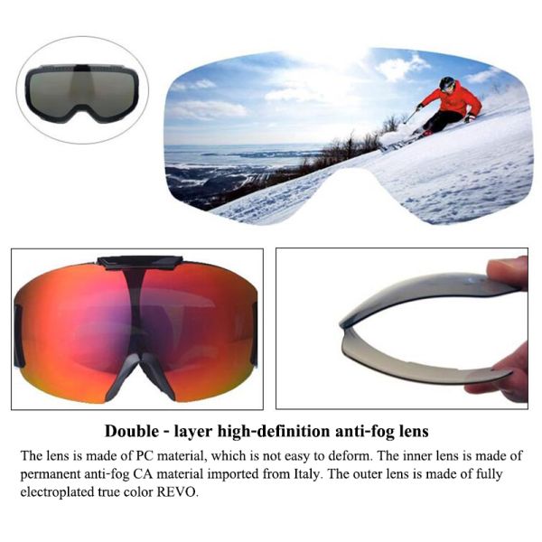 Customized Logo Anti-fog Double Lens Magnet Snow Ski Goggles for Outdoor Activities
