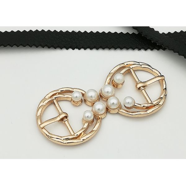 Embellishment Metal Shoe Buckles With Pearl 30*19MM Suitable For Lady Shoes
