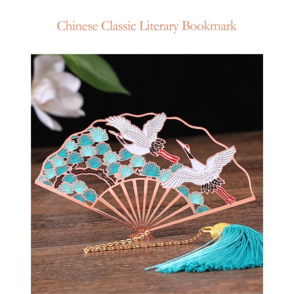 Chinese Style Colorful Signature Pen Set Plastic Gel Pen With Folding Fan Bookmark