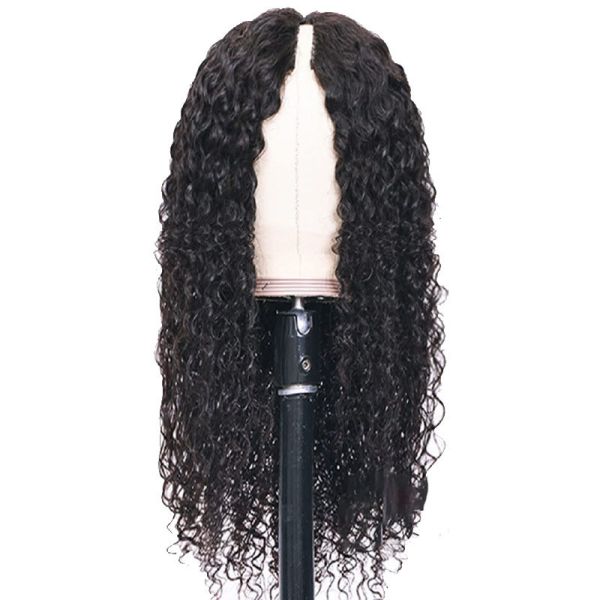 Short 2022 Fashion Design Water Wave Cuticle Aligned V-part Non Lace Human Hair Wig