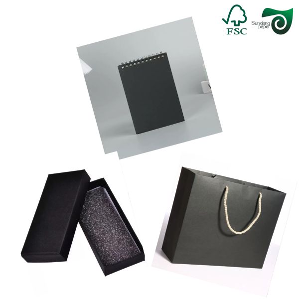 Papel negro sólido de celulosa virgen 100g 120g con alta resistencia a las explosiones para bolsas de compras