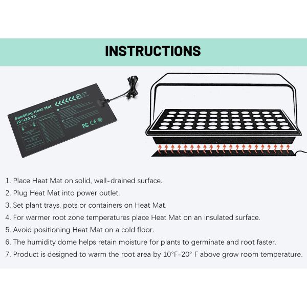 UL MET Certified Waterproof Seedling Heat Mat Indoor Hydroponics Germination Heating Pad
