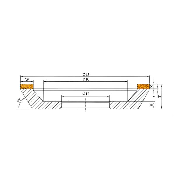 11A2 125*30*31.75*12*3mm D64 Resin Bond Diamond Grinding Wheel