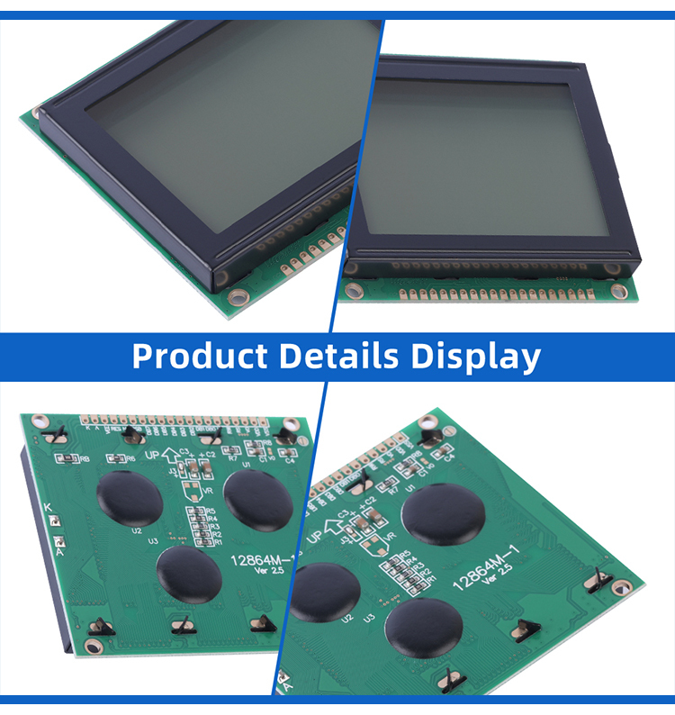 Grey Film LCM12864M-1 WiStar 20P LCD Display Screen STN 6800 Parallel 93X70MM Controller ST7920