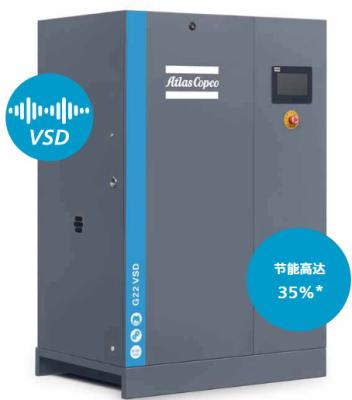 Baixos custos operacionais com a tecnologia G 7-22 VSD e compressor de ar rotativo de parafuso Atlas injetado em óleo