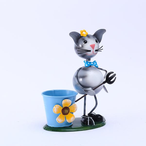 OEM reciclado de Cat Garden Decor do metal do artesanato dos ornamento da jarda do metal
