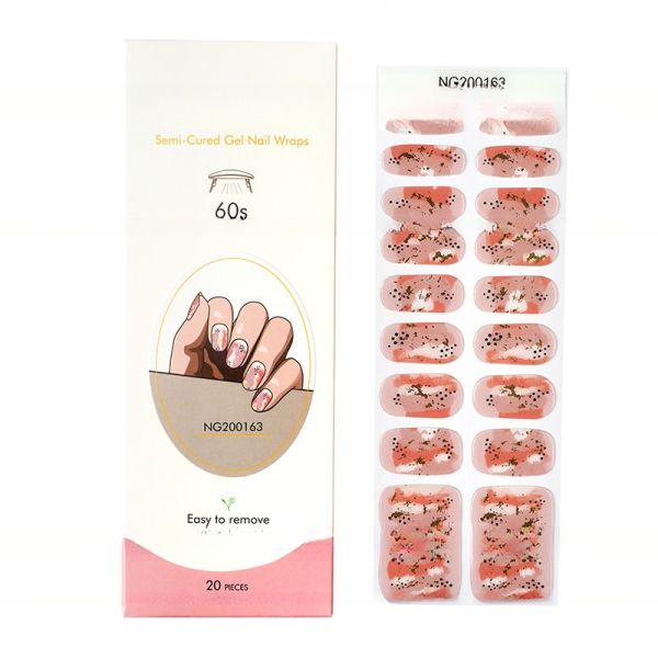 Uv gel Hot Sell Semi Cured Wraps Long Lasting Gel Nail Stickers New Arrival Styles Nail Gel Wraps With Uv Lamp