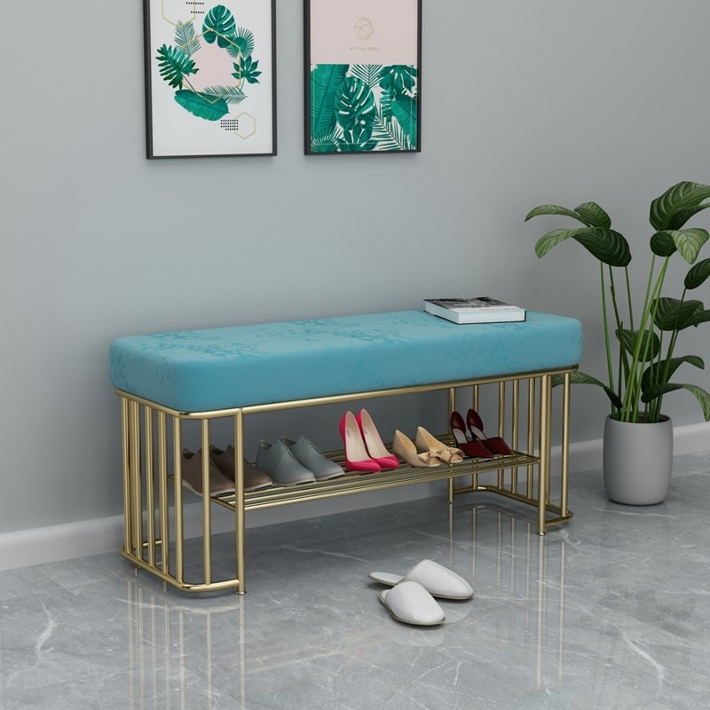 Metal Living Room Furniture Sofa Ottoman and Velvet Stools for Shoe Organization