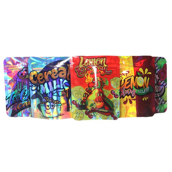 Customized Pattern Stand Up Pouch Holographic Plastic Packaging Bag With Ziplock