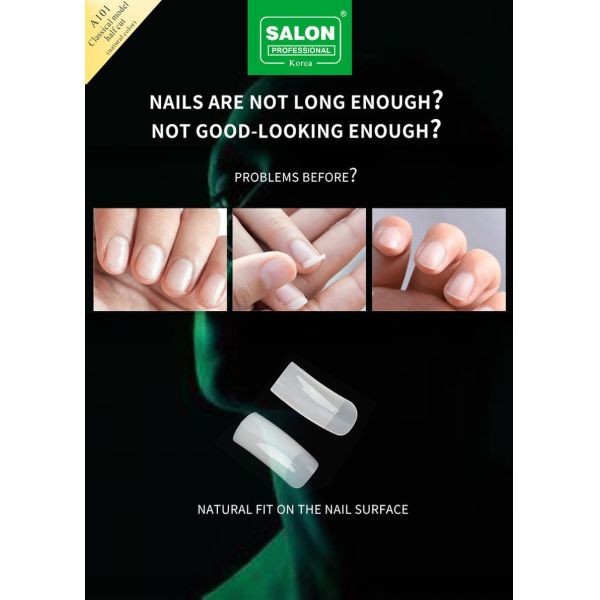 A101 Natural Color Full Cover False Nails Tips for Professional French Manicure Style