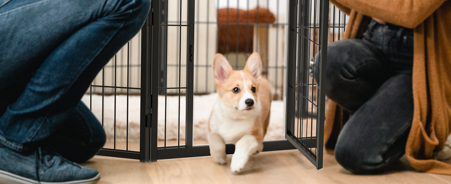 Large Stainless Steel Dog Crate XL 43 inch Indoor Kennel Cages and Playpen for Training Large Dog Outdoor