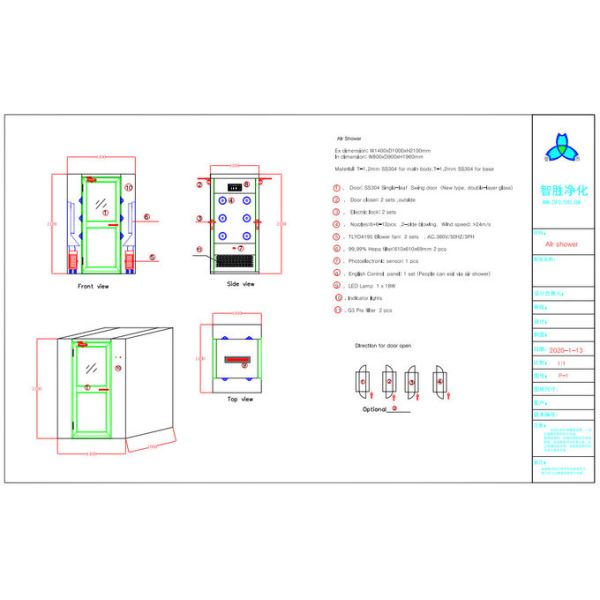 Ливень воздуха нержавеющей стали скорости воздуха 25m/H 304