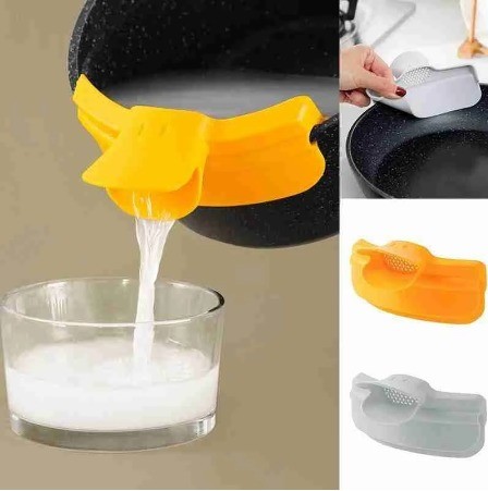 Silicone Utensils Hot Round Edge Clip-on Kitchen Food Funnel for Spaghetti Leaky Pan