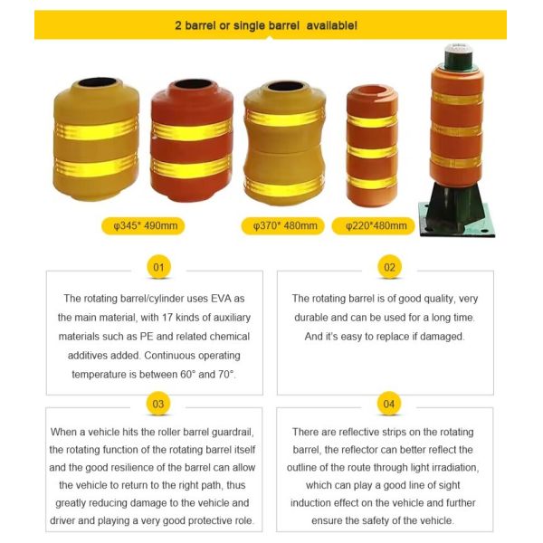 Highway Traffic Safety EVA Buckets Movable Road Guardrail 500mm