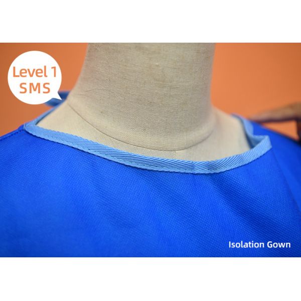 Blue Surgical Isolation Gown Full Back Non Sterile / Disposable Protective Wear