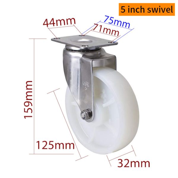 EDL 5Inch Stainless Steel Medium Duty Caster With Durable  Wheel Loading 150Kg S545P-25