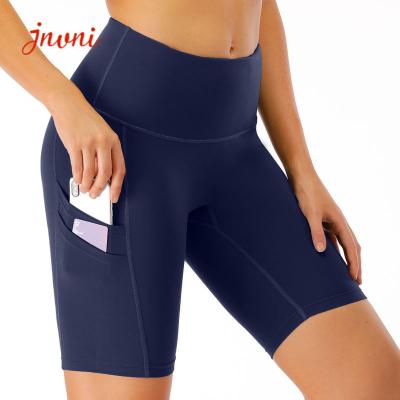 Short de ciclagem da bicicleta das mulheres com os 3 short de corrida do treinamento do bolso lateral do telefone