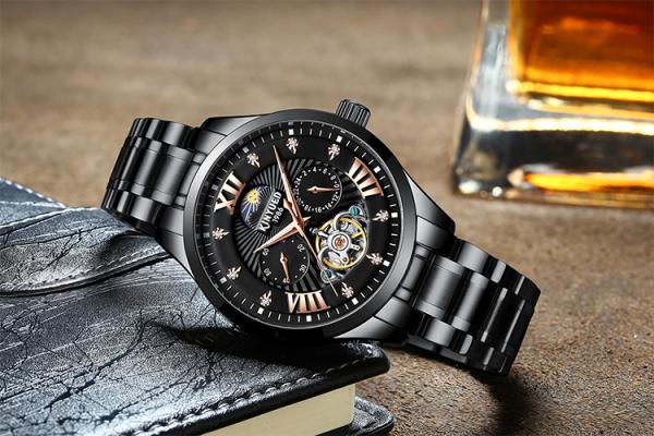 KINYUED High Quality Custom Waterproof Watch Watch Buckle Stainless Steel Automatic Mechanical Watch Men