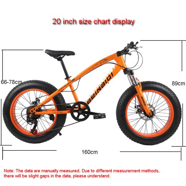 20 Inch Children's Beach Snow Bike 4.0 Fat Tire Mountain Bicycle with 7/21/24/27 Speeds