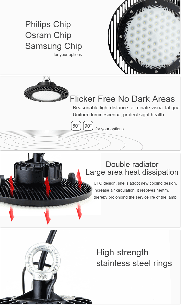Высокий свет залива СИД люмена IP65 100w промышленный высокий