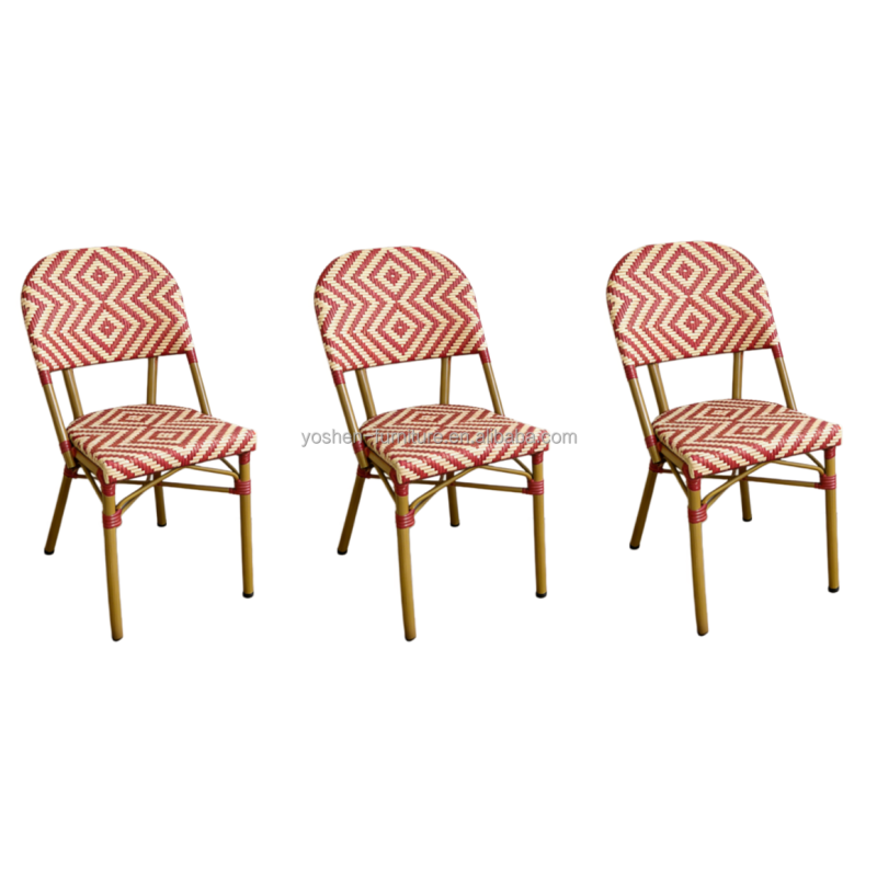 Hot Selling Bamboo Style Chair Resort Deck Rattan Wicker Chair Outdoor Patio Aluminum Dining Chair