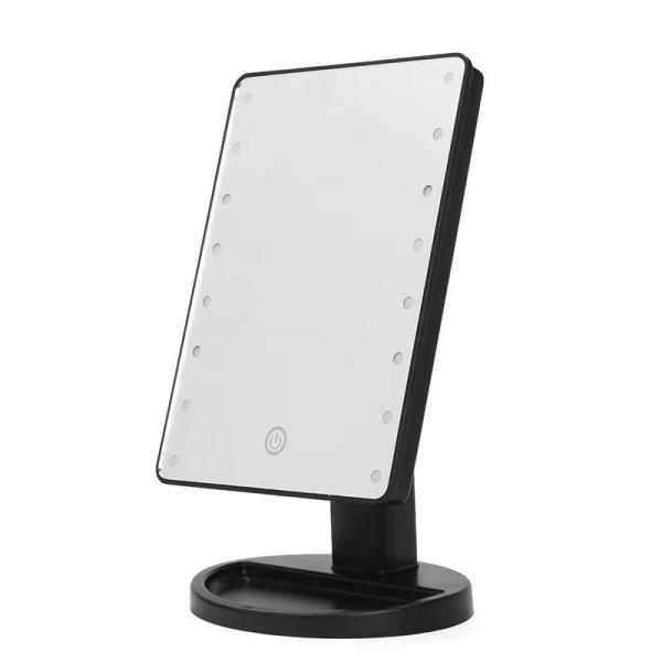 Free Standing Rectangle Countertop Led Makeup Mirrors With Vanity Tray