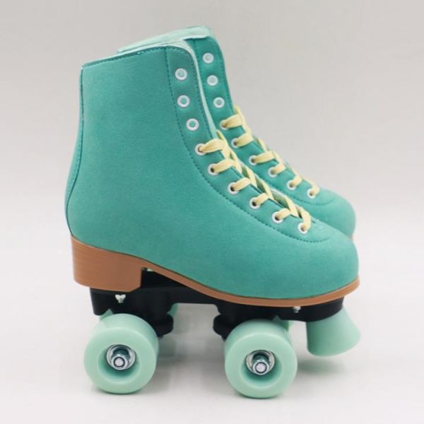 Classic Cowhide Quad Roller Skates Patines For Girls Women