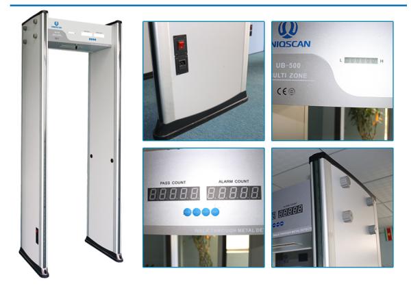 6 Zone LED count White Multi Zone Metal Detector For Security Inspection