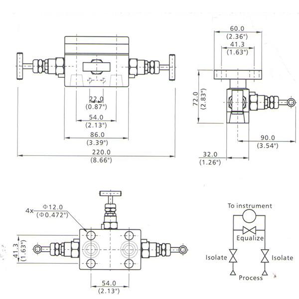 valve diverse de la valve trois de l'instrument 100C bride 1/2 » TNP femelle de 5000 livres par pouce carré