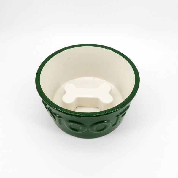 Colorful Ceramic Pet Bowl , Rounded Ceramic Dog Slow Feeder For Food Water Feeding