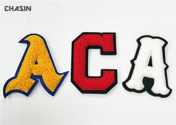 Number And Alphabet Chenille Embroidery Patches / Embroidered Iron On Appliques